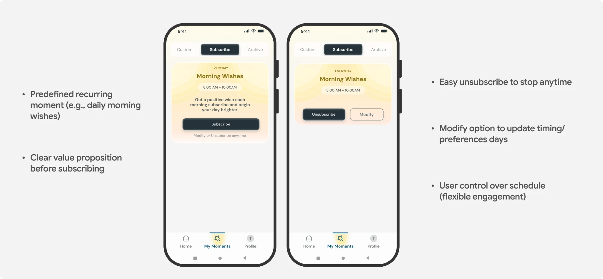 Morning wishes subscriptions and preferences