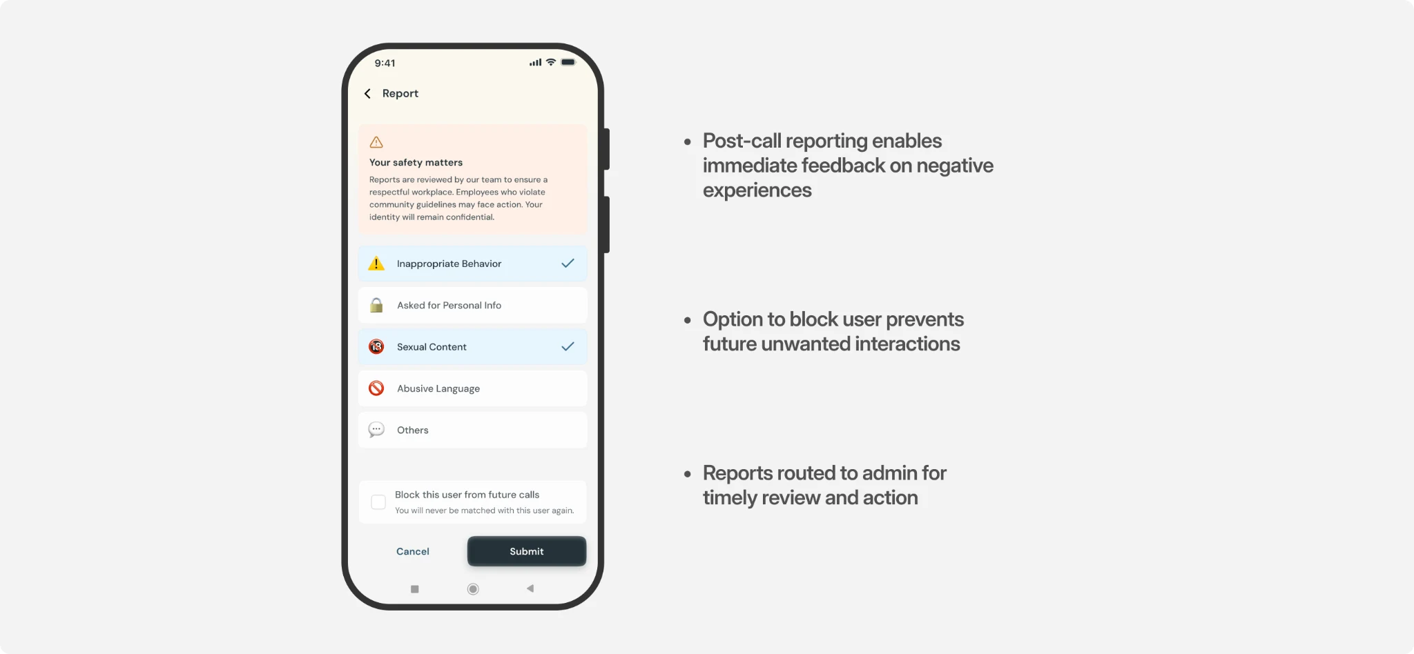 Post-call reporting and blocking